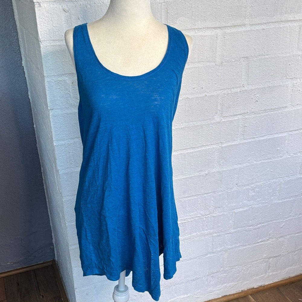 Eileen Fisher Hemp Racerback Blue Sleeveless Tunic Sz Xs